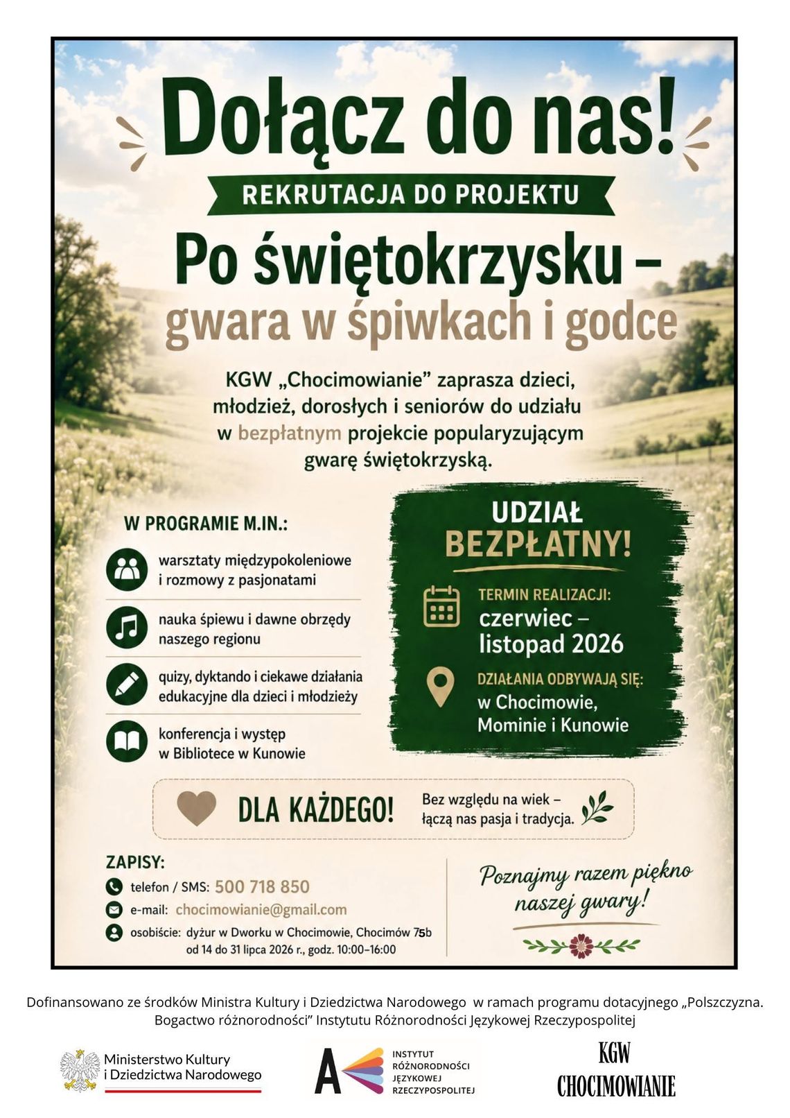Poznaj świętokrzyską godkę i śpiwki. Rusza bezpłatny projekt dla mieszkańców Poznaj świętokrzyską godkę i śpiwki. Rusza bezpłatny projekt dla mieszkańców