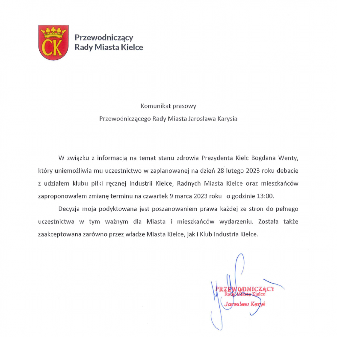 Przełożona debata Miasto Kielce kontra Industria Kielce. Znamy nowy termin Przełożona debata Miasto Kielce kontra Industria Kielce. Znamy nowy termin