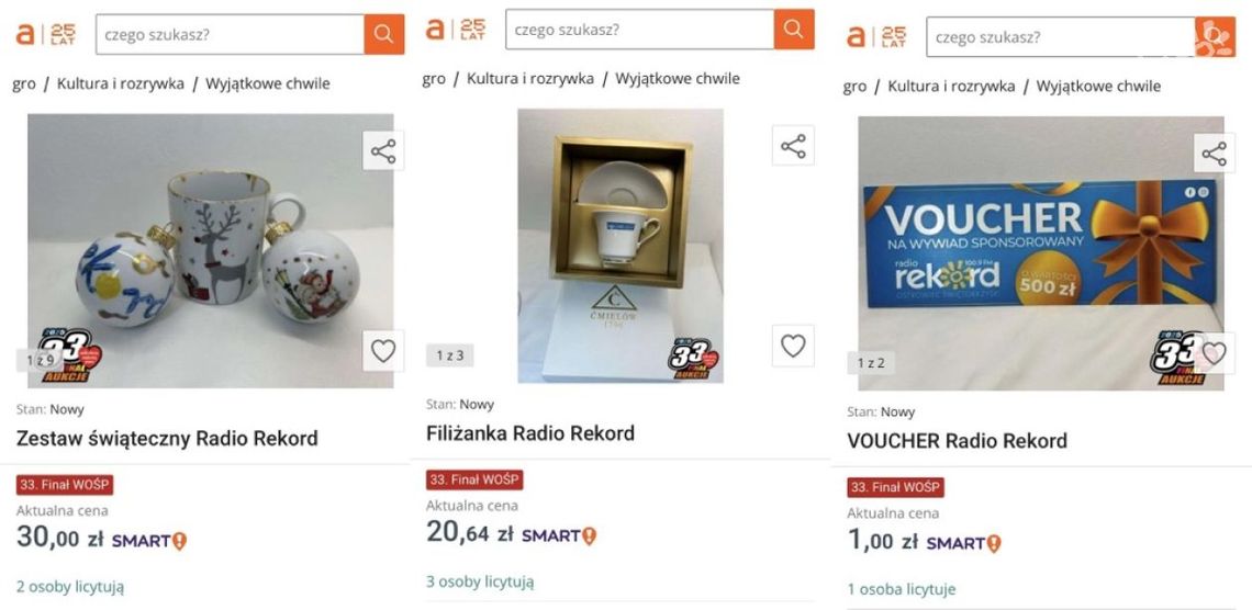 Radio Rekord 100,9 FM wspiera 33. Finał WOŚP – wyjątkowe fanty na licytację