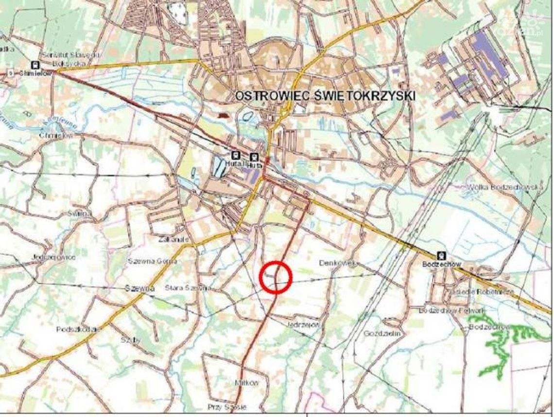 Ruch wahadłowy przy wjeździe do Ostrowca na DK 9 Ruch wahadłowy przy wjeździe do Ostrowca na DK 9