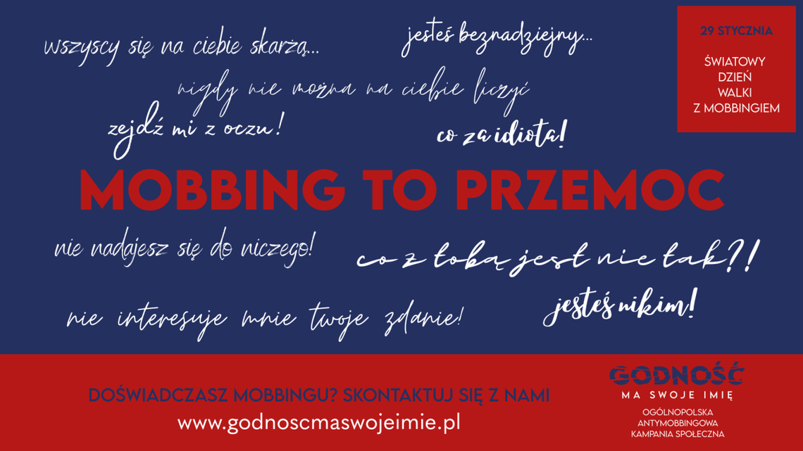 Rusza 3. ogólnopolska kampania „Godność ma swoje imię”. Mobbing to przemoc Rusza 3. ogólnopolska kampania „Godność ma swoje imię”. Mobbing to przemoc