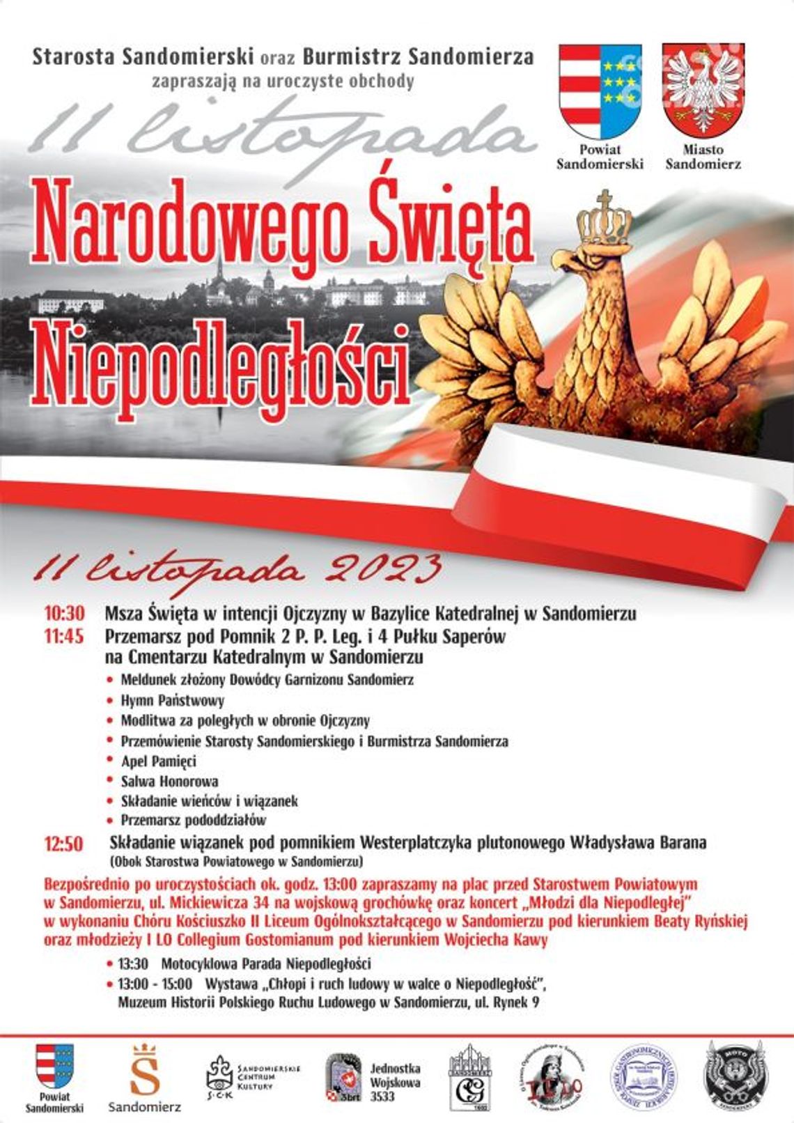 Sandomierz uczci Narodowe Święto Niepodległości nie tylko oficjalną uroczystością Sandomierz uczci Narodowe Święto Niepodległości nie tylko oficjalną uroczystością