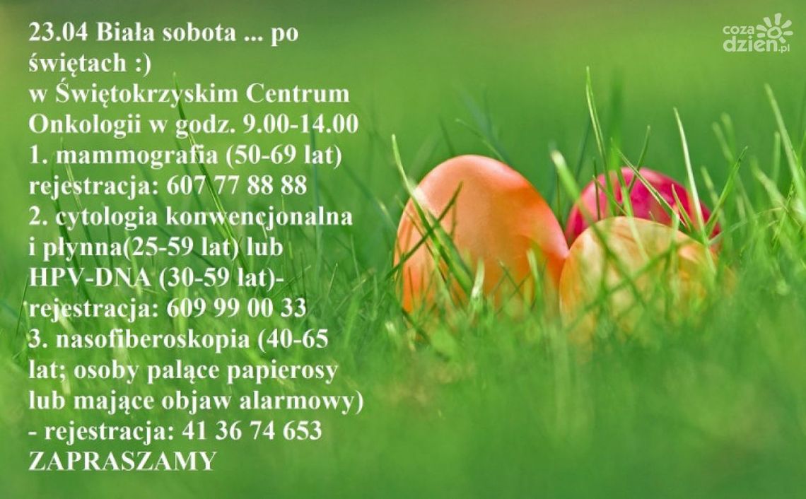 ŚCO zaprasza na Białą Sobotę po świętach