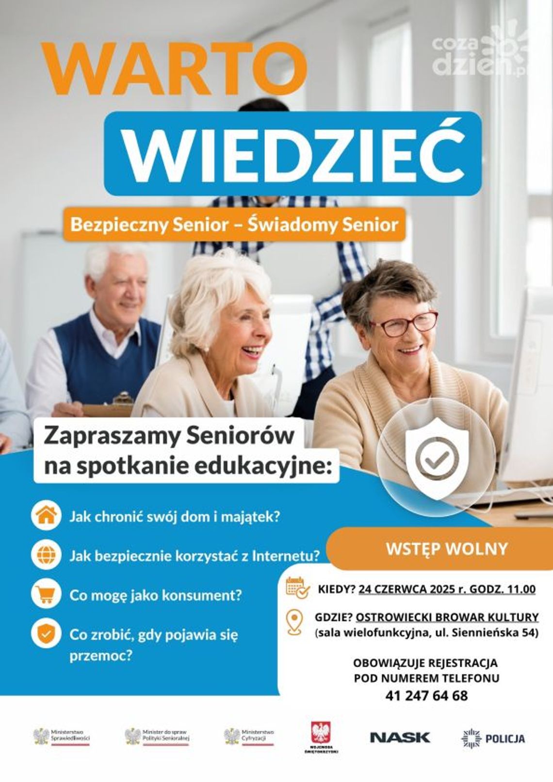 Seniorzy-  zdobyta wiedza może uchronić przed problemami i ochronić przez niebezpieczeństwem