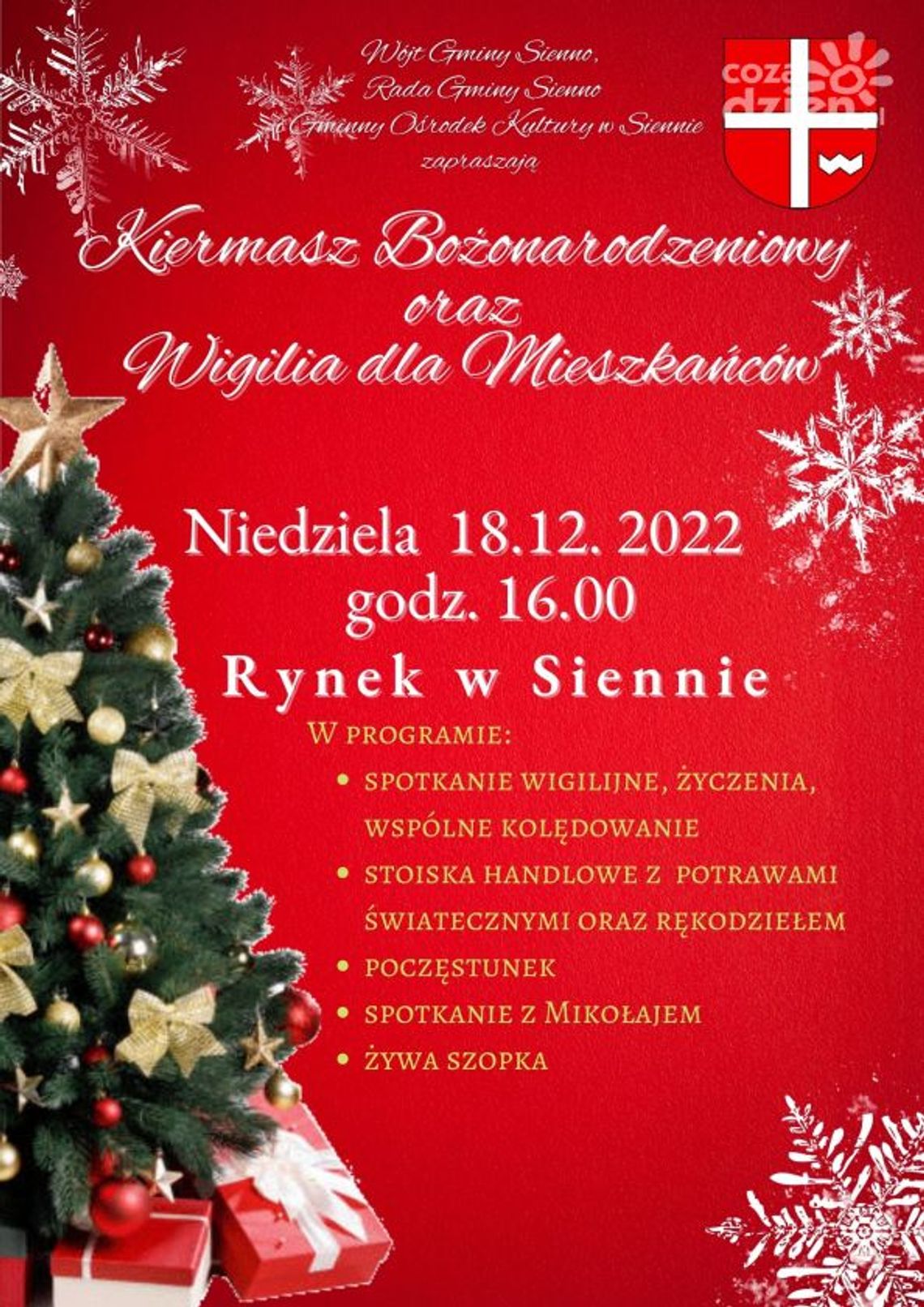 Sienno zaprasza mieszkańców na wspólną Wigilię Sienno zaprasza mieszkańców na wspólną Wigilię