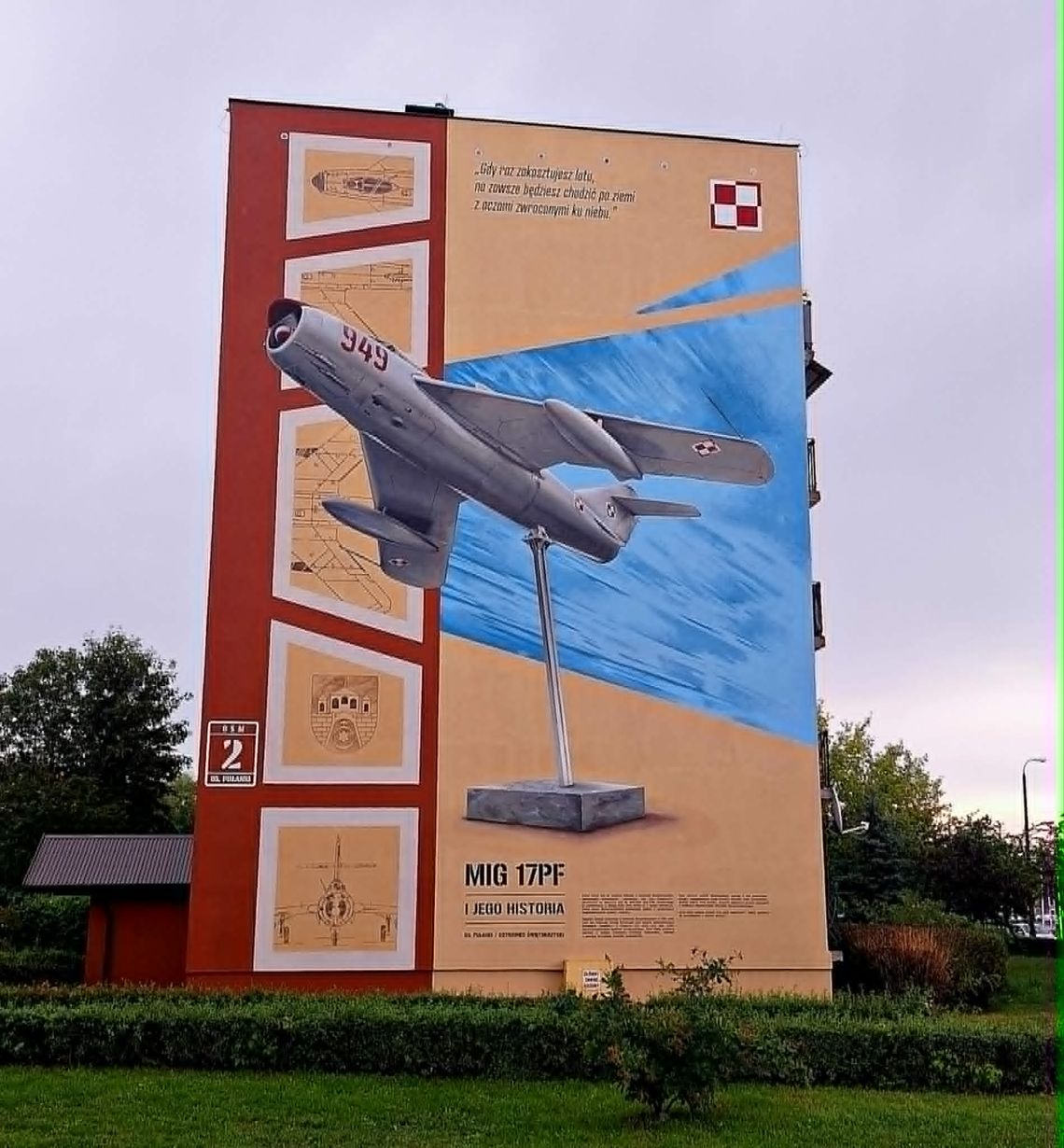 Słynny samolot MiG 17 wrócił na ostrowieckie osiedle w postaci muralu