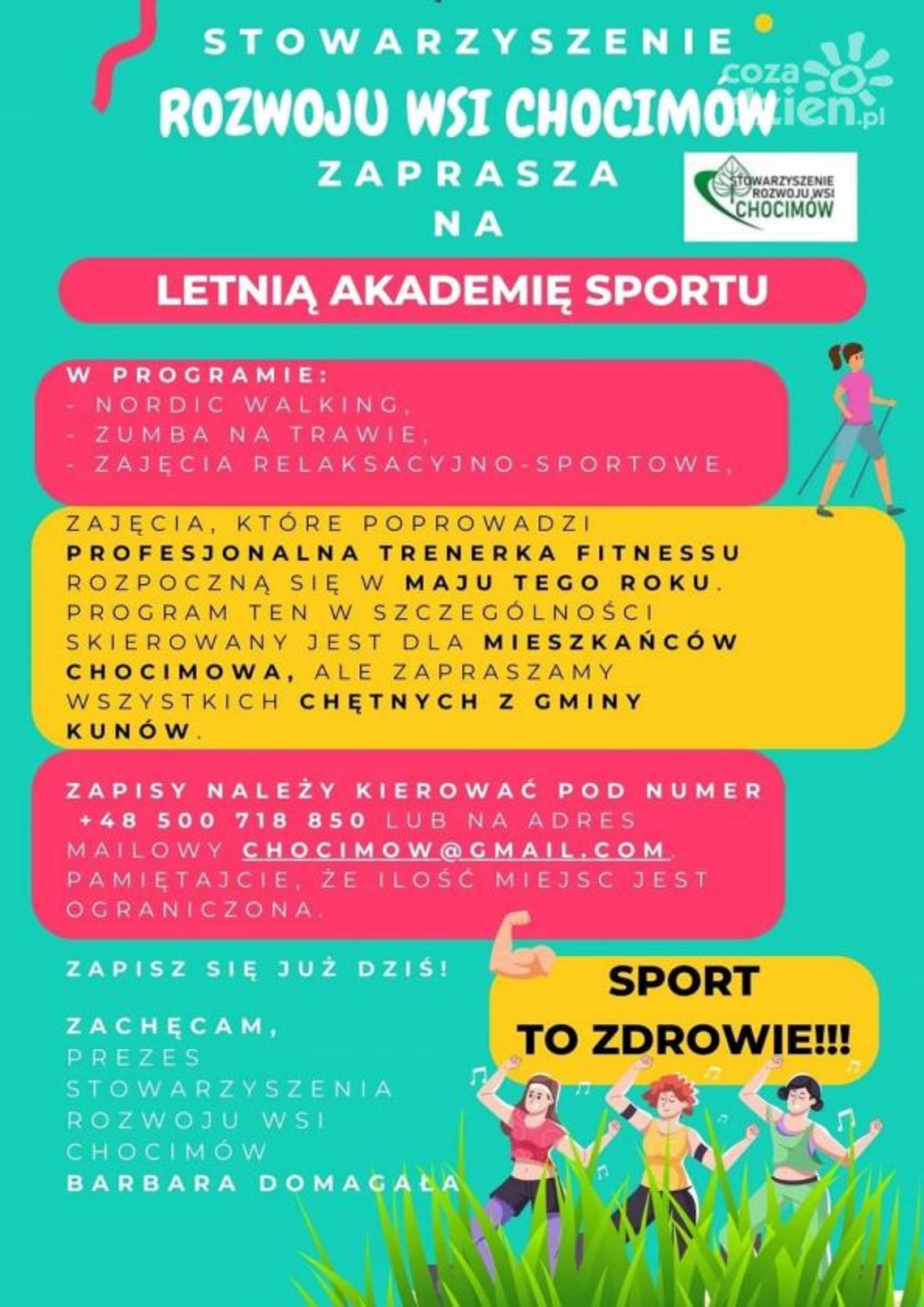 Spacery i zumba w dworskim parku w Chocimowie Spacery i zumba w dworskim parku w Chocimowie