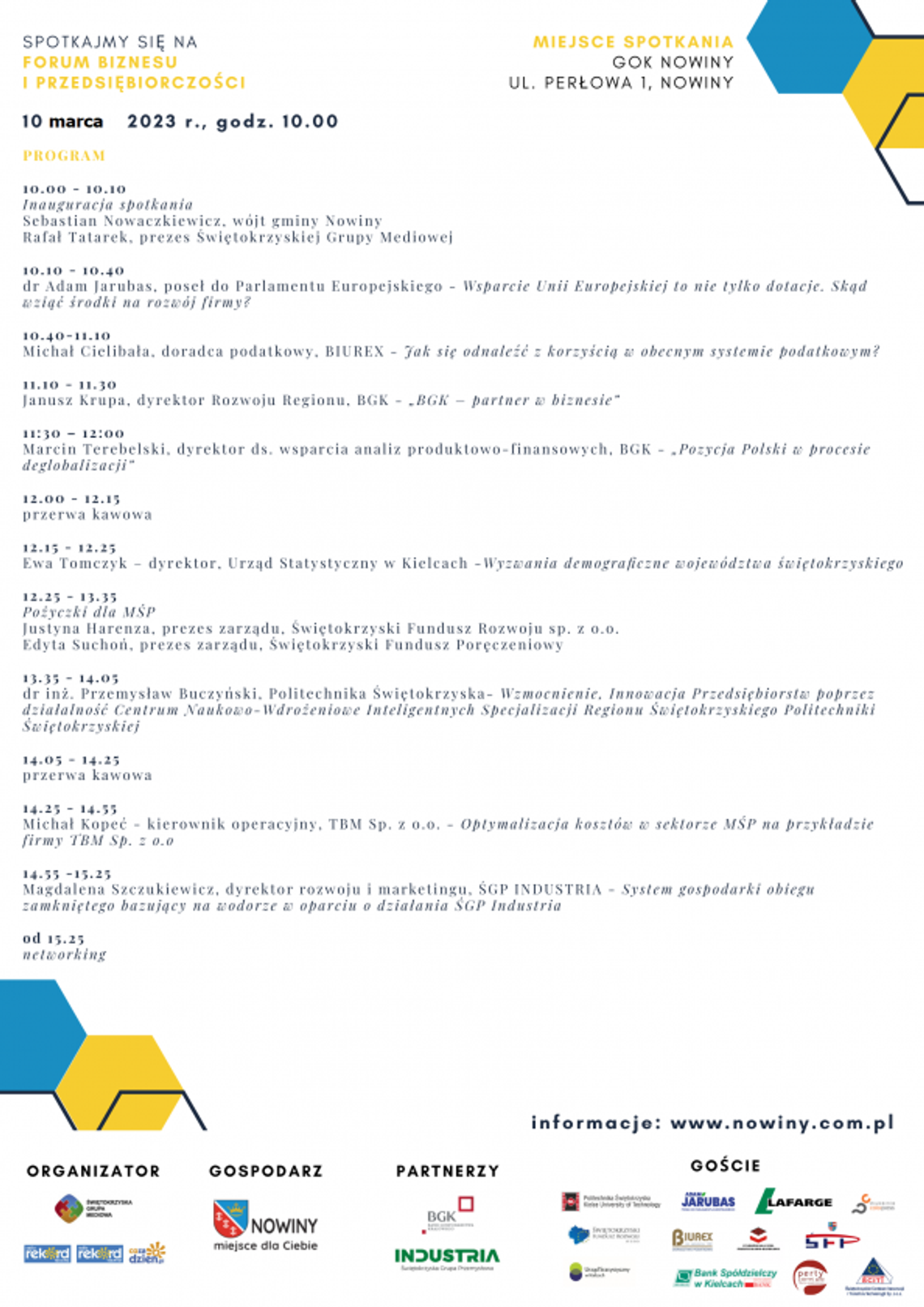 Spotkajmy się na Forum Biznesu i Przedsiębiorczości - agenda spotkania