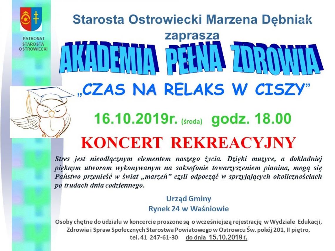 Starosta ostrowiecki zaprasza na koncert 