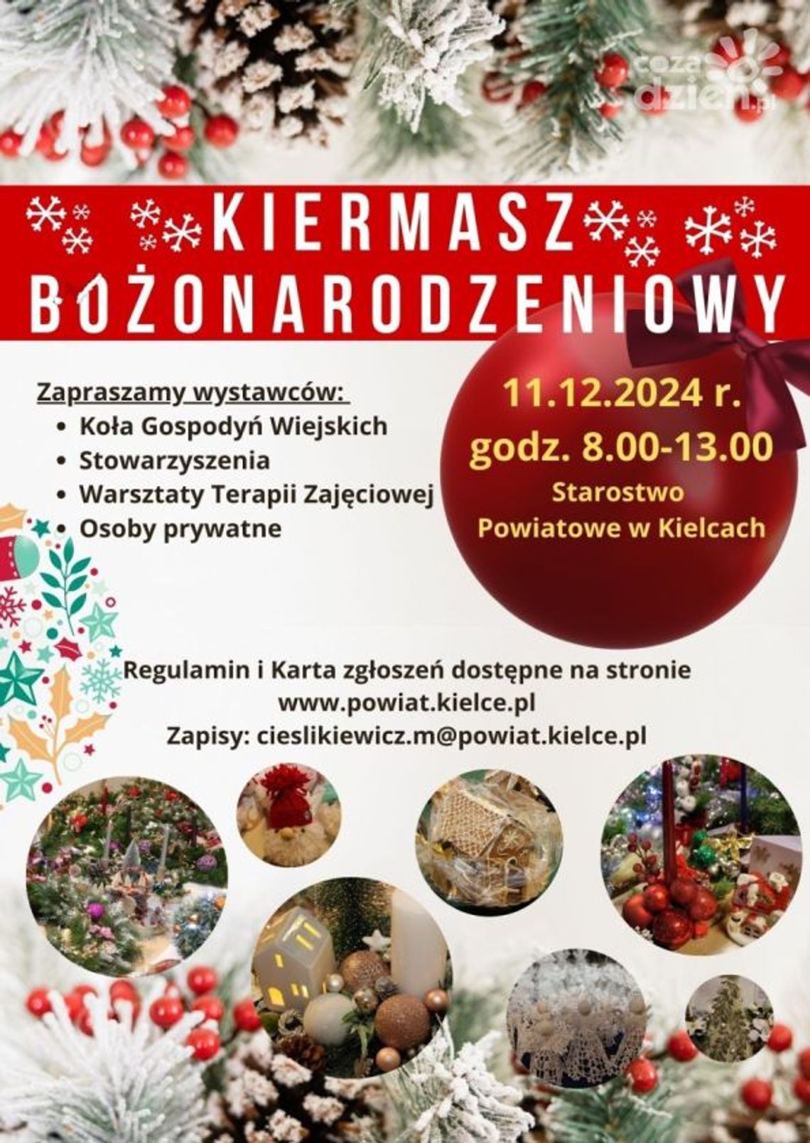 Starostwo Powiatowe w Kielcach zaprasza na Kiermasz Bożonarodzeniowy Starostwo Powiatowe w Kielcach zaprasza na Kiermasz Bożonarodzeniowy