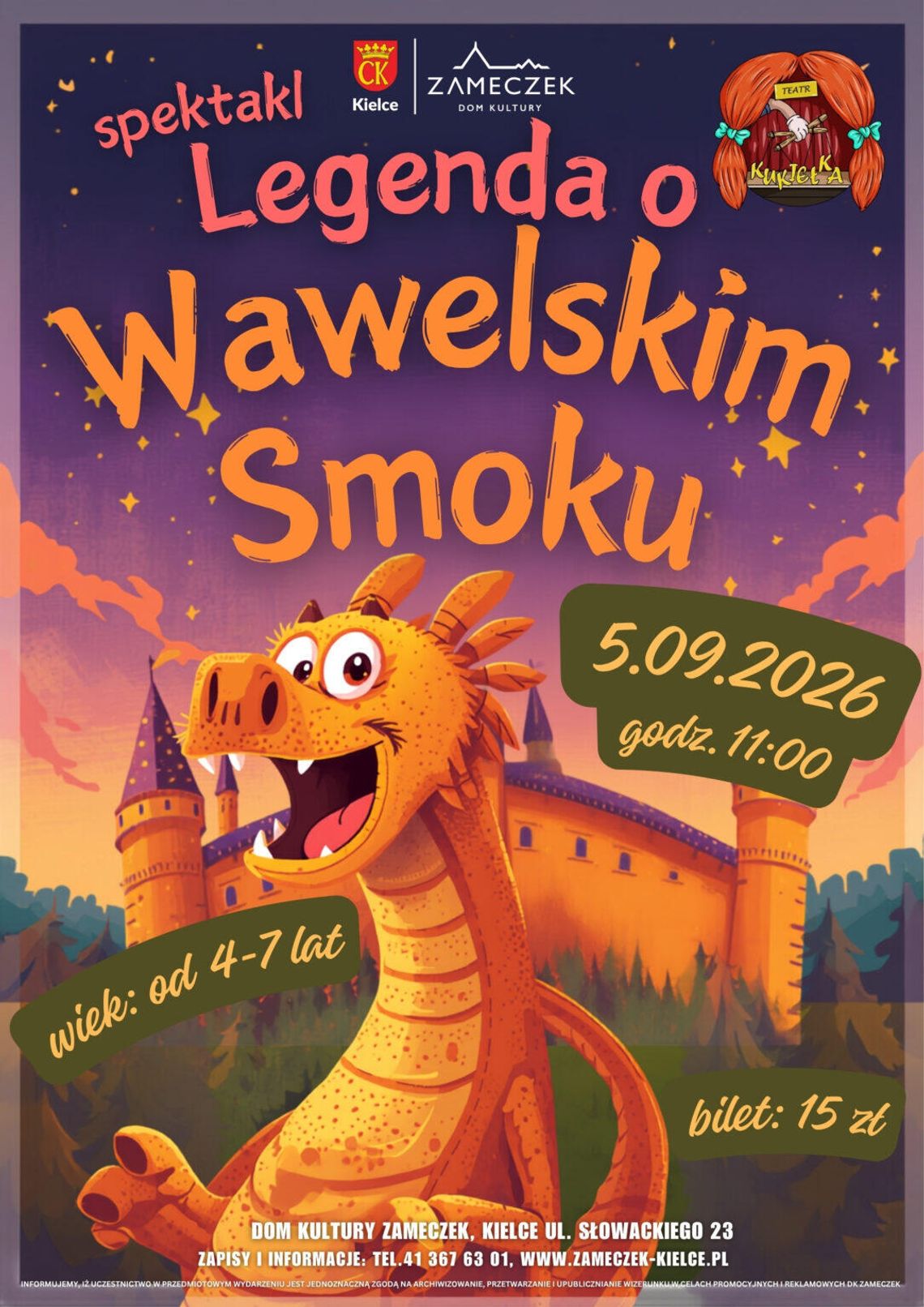 Teatralna podróż do Krakowa. „Legenda o Smoku Wawelskim” dla najmłodszych Teatralna podróż do Krakowa. „Legenda o Smoku Wawelskim” dla najmłodszych