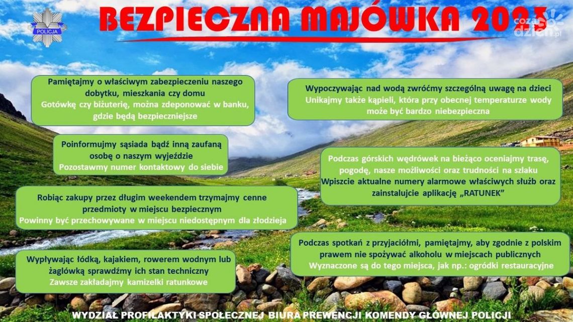 Trwa długi weekend majowy, to czas wytężonej pracy policji