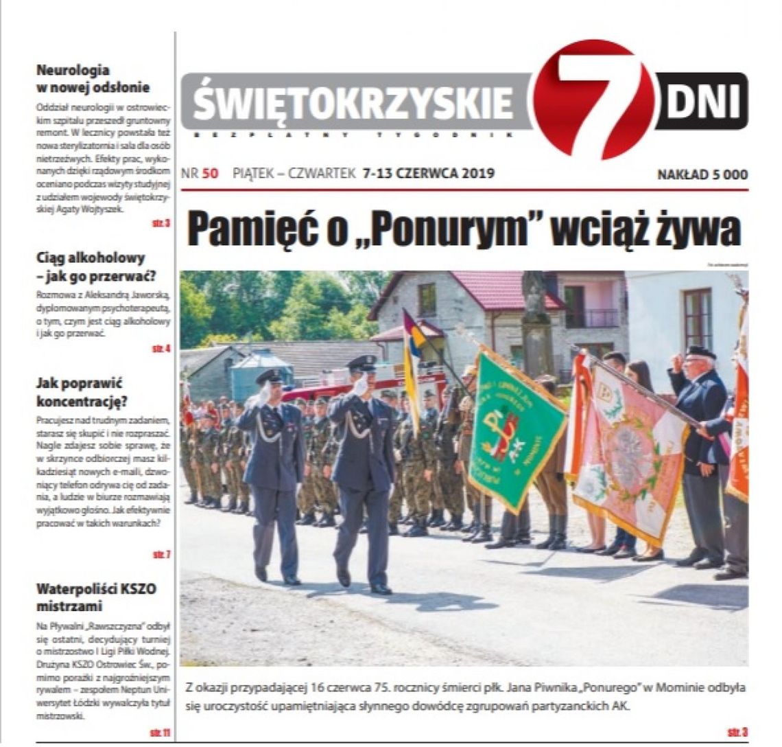 Tygodnik "Świętokrzyskie 7 Dni" nr 50 z 07.06.2019