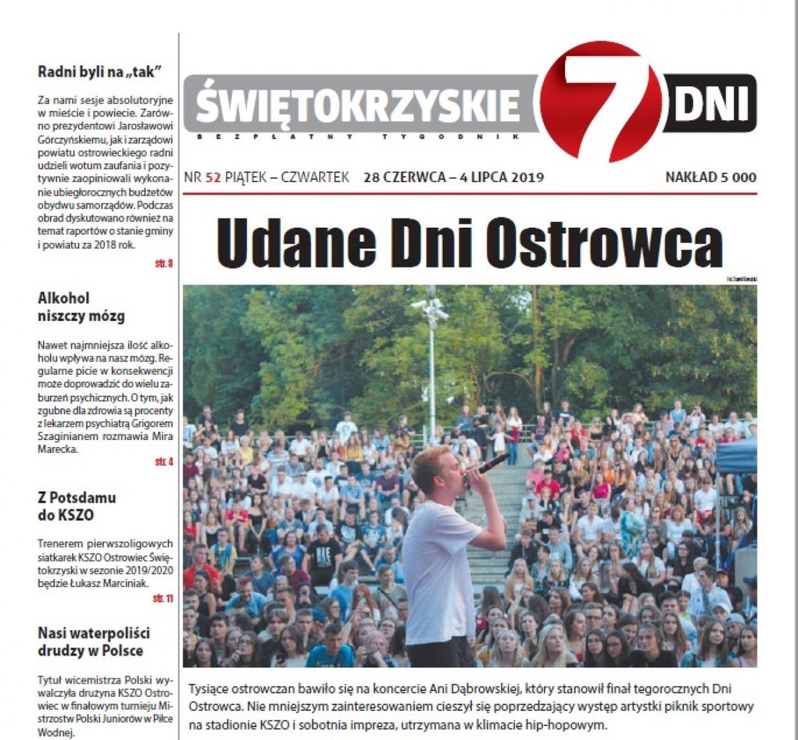 Tygodnik "Świętokrzyskie 7 Dni" nr 52 z 28.06.2019