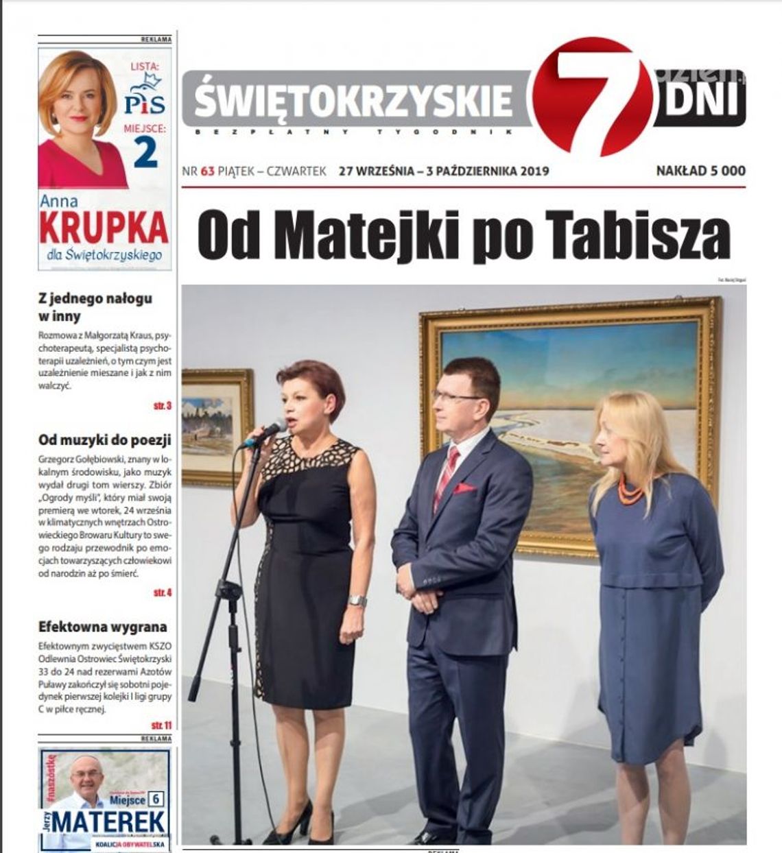 Tygodnik "Świętokrzyskie 7 Dni" nr 63 z 27.09.2019