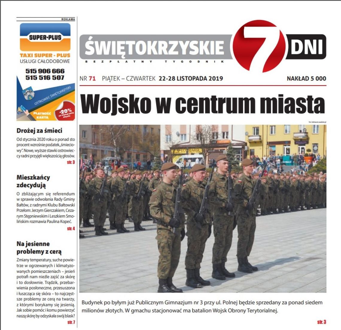 Tygodnik "Świętokrzyskie 7 Dni" nr 71 z 22.11.2019