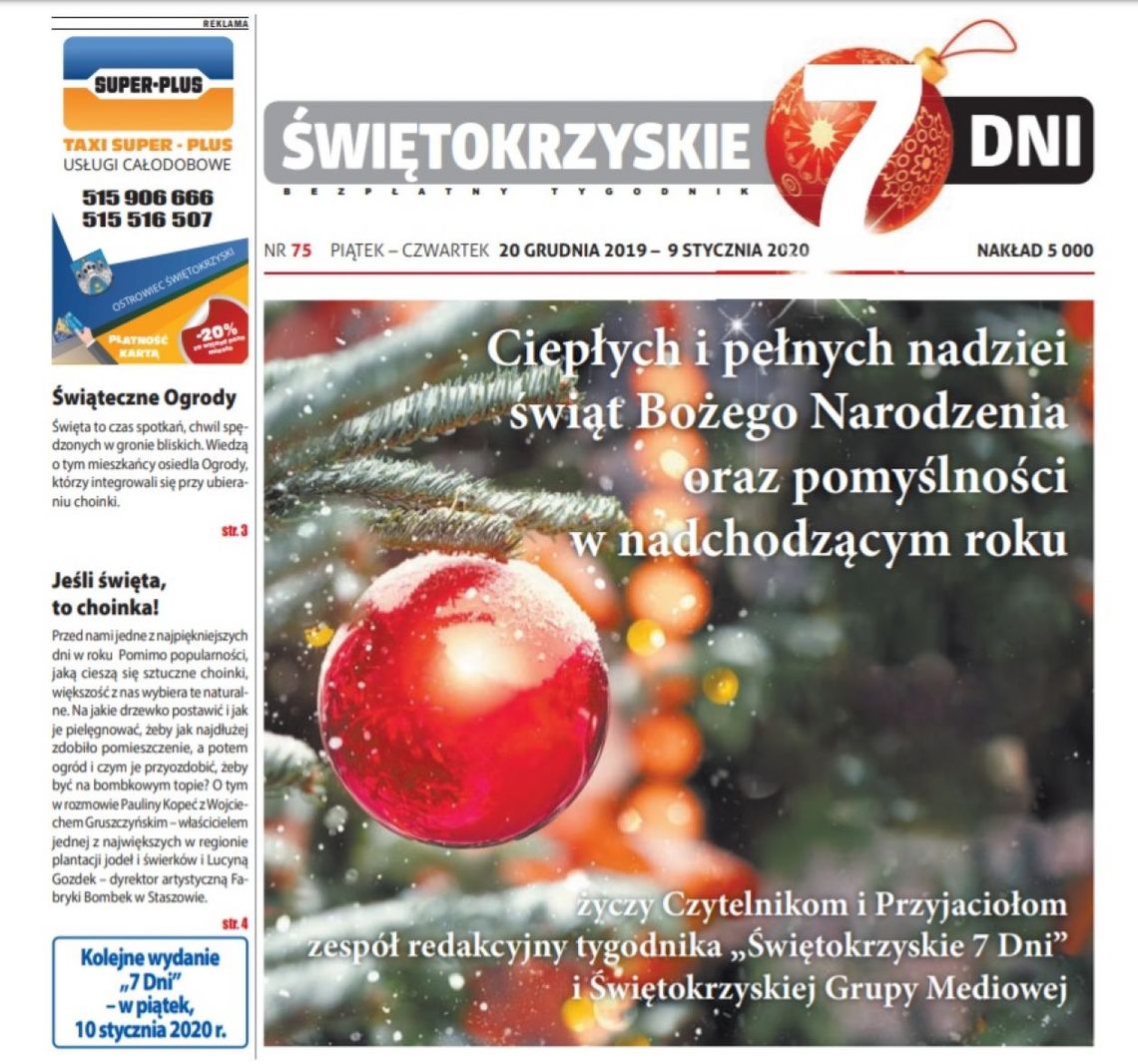 Tygodnik "Świętokrzyskie 7 Dni" nr 75 z 20.12.2019