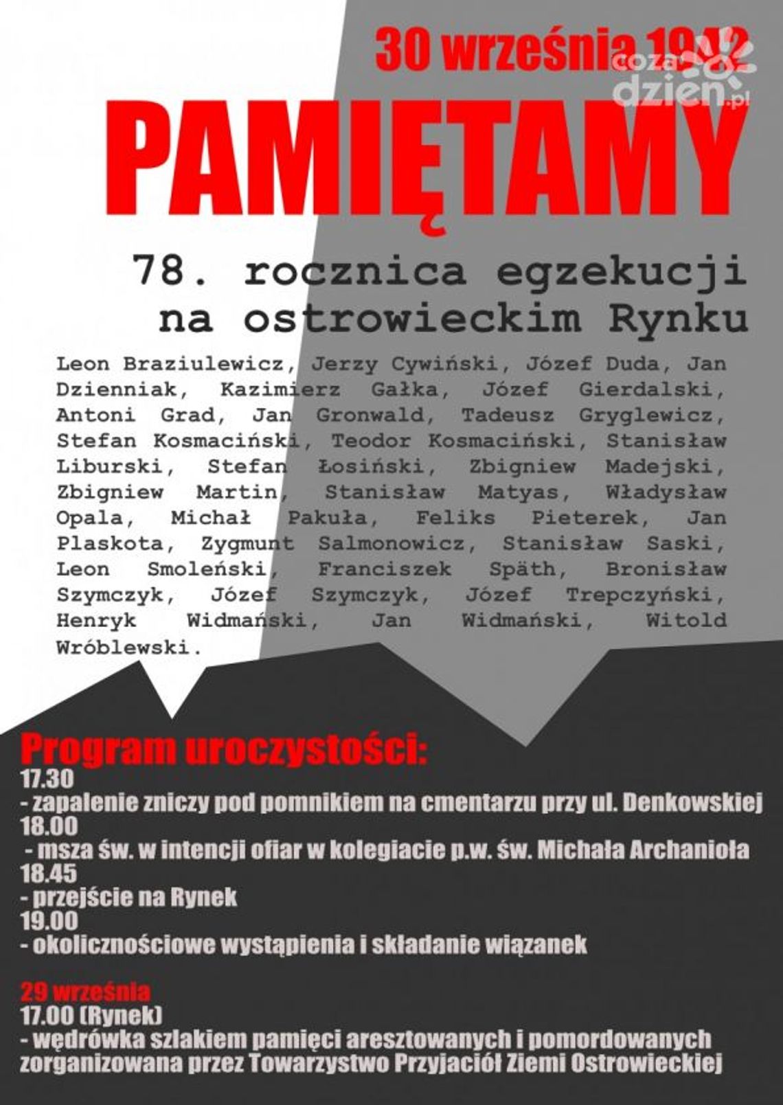 Uczcijmy pamięć pomordowanych na ostrowieckim Rynku