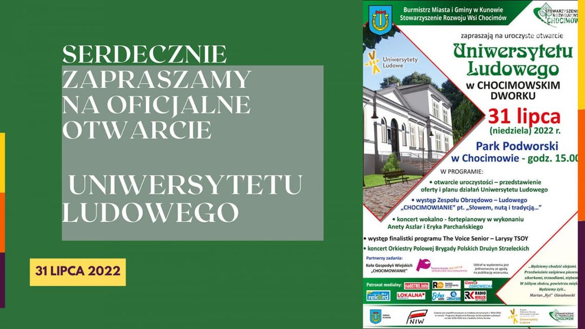 Uroczysta inauguracja Uniwersytetu Ludowego w Chocimowie Uroczysta inauguracja Uniwersytetu Ludowego w Chocimowie