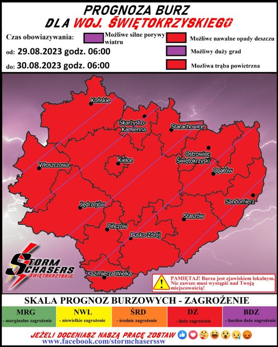 Uwaga na silne burze z gradem Uwaga na silne burze z gradem