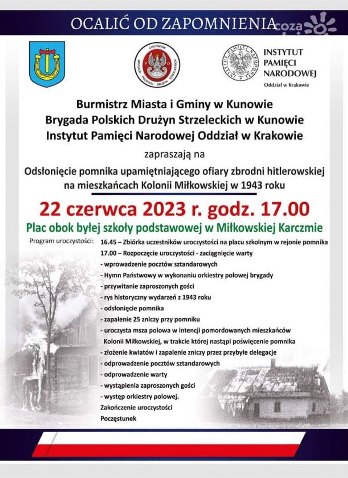 W Kolonii Miłkowskiej odsłonią pomnik upamiętniający wydarzenia z okresu II wojny światowej 