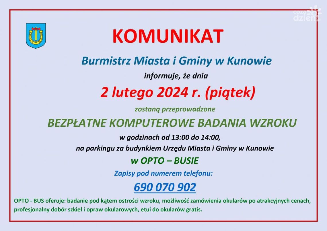 W Kunowie będzie bezpłatne badanie wzroku W Kunowie będzie bezpłatne badanie wzroku