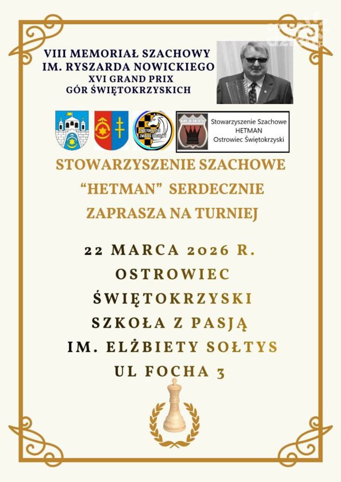 W niedzielę VIII Memoriał Szachowy Ryszarda Nowickiego