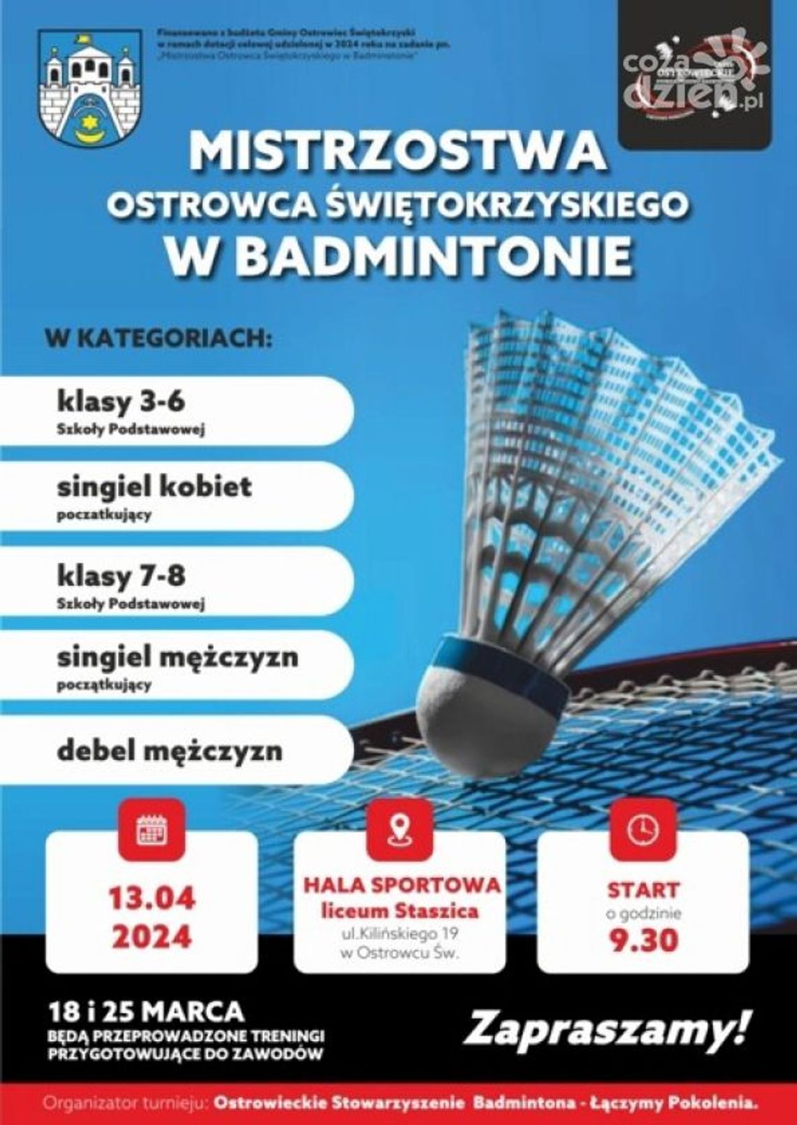 W Ostrowcu będą mistrzostwa w badmintonie 