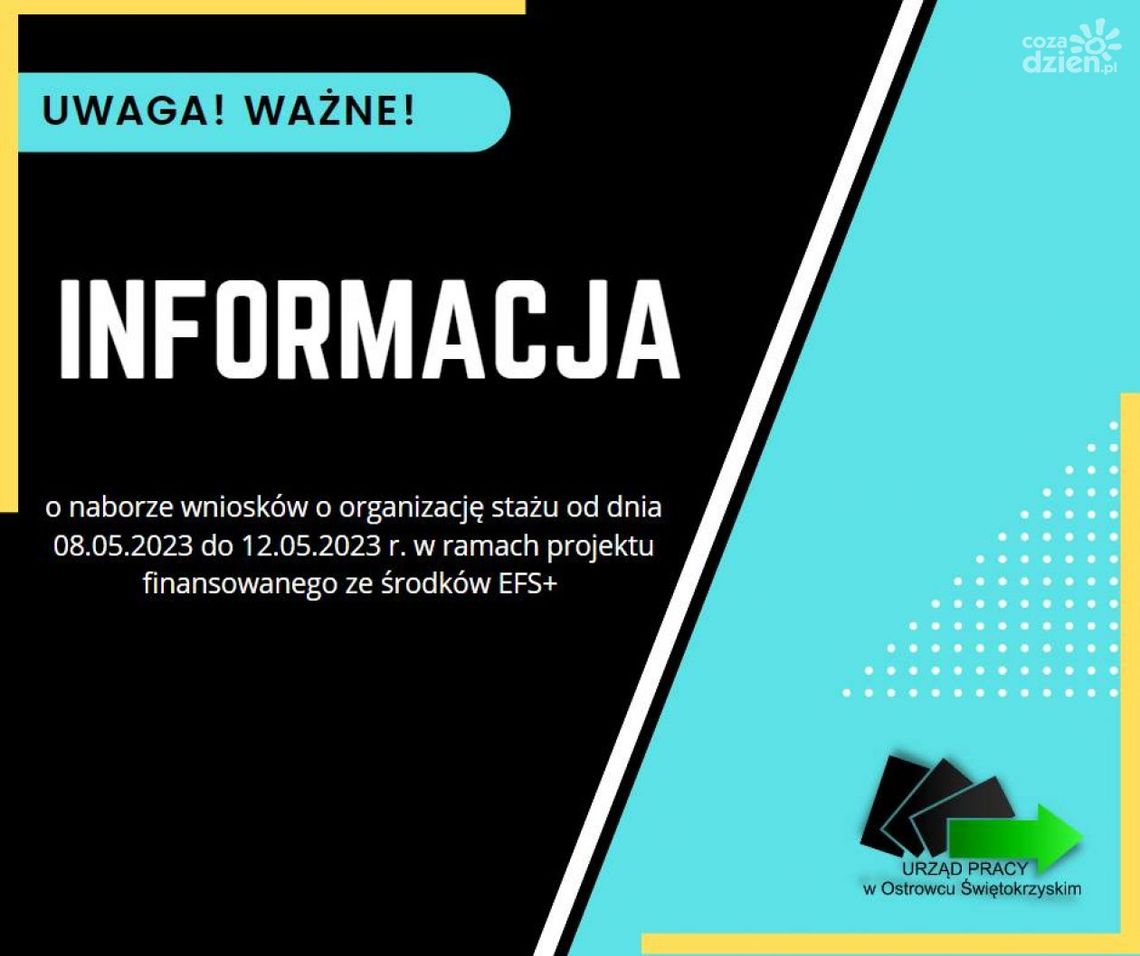 W Ostrowcu od 8 maja można starać się o staż 