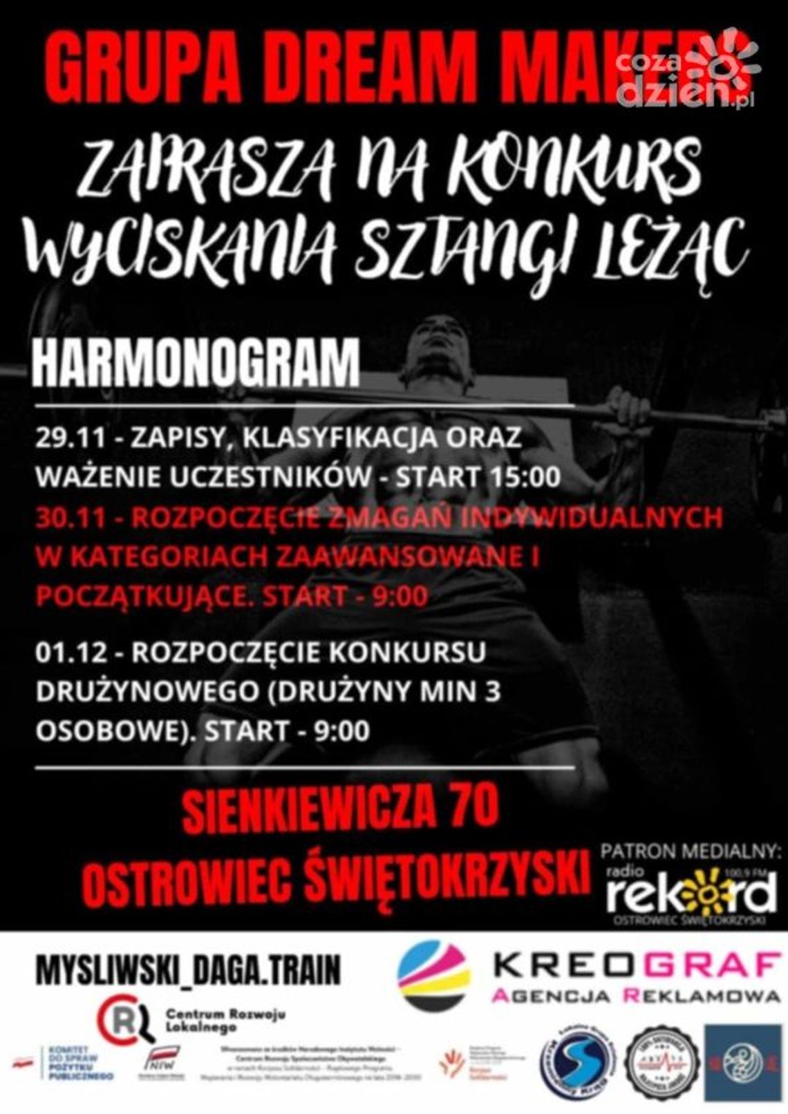 W Ostrowcu odbędzie się konkurs w wyciskaniu sztangi leżąc W Ostrowcu odbędzie się konkurs w wyciskaniu sztangi leżąc