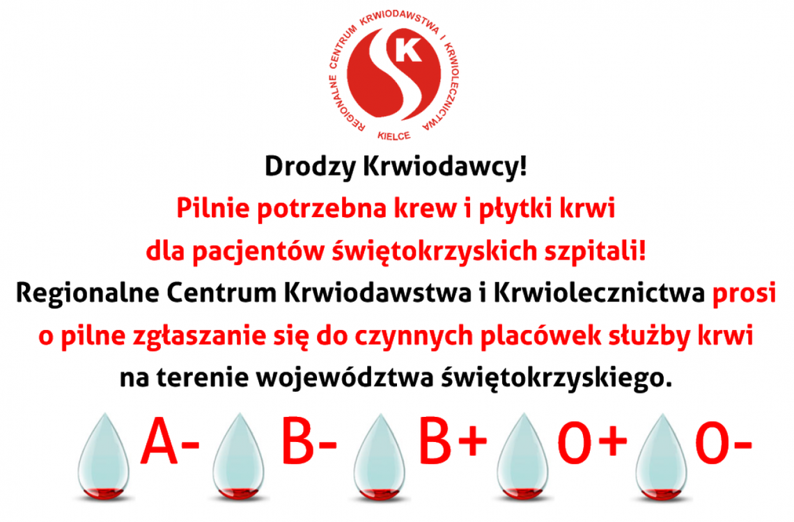 W szpitalach brakuje krwi. RCKiK w Kielcach apeluje o dzielenie się nią W szpitalach brakuje krwi. RCKiK w Kielcach apeluje o dzielenie się nią