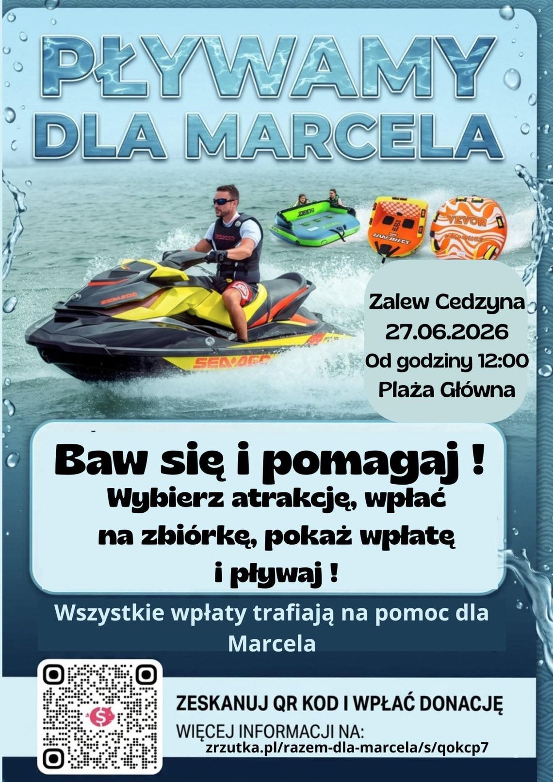 Wodne atrakcje i wielkie serca. W Cedzynie odbędzie się akcja „Pływamy dla Marcela”