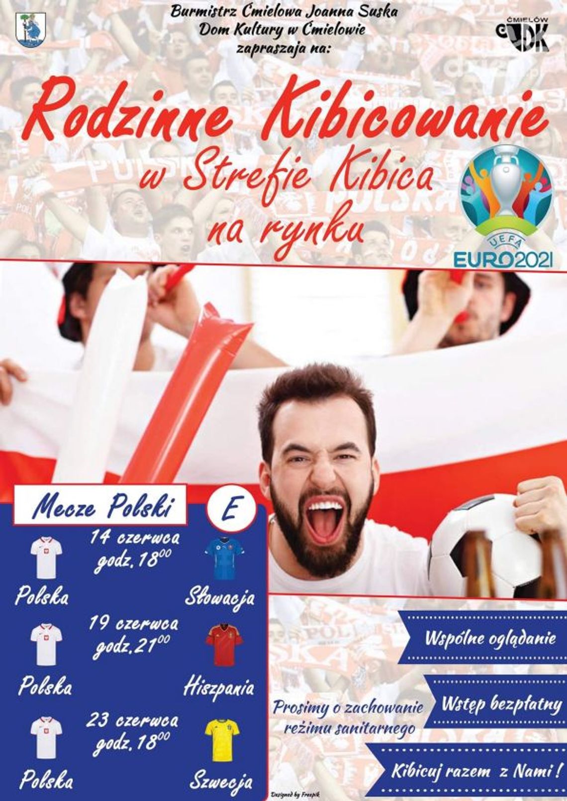 Wspólne kibicowanie na ćmielowskim rynku Wspólne kibicowanie na ćmielowskim rynku