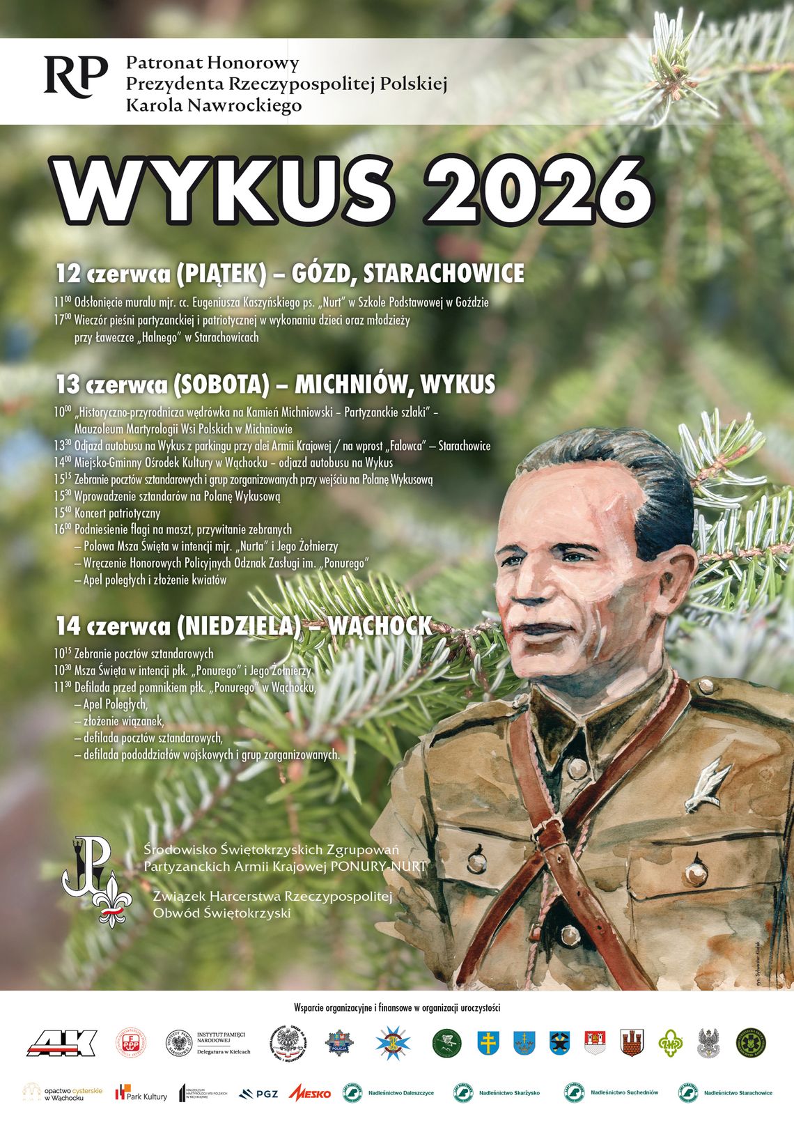 Wykus 2026 pod Honorowym Patronatem Prezydenta RP. Trzy dni pamięci o żołnierzach „Ponurego” i „Nurta” Wykus 2026 pod Honorowym Patronatem Prezydenta RP. Trzy dni pamięci o żołnierzach „Ponurego” i „Nurta”