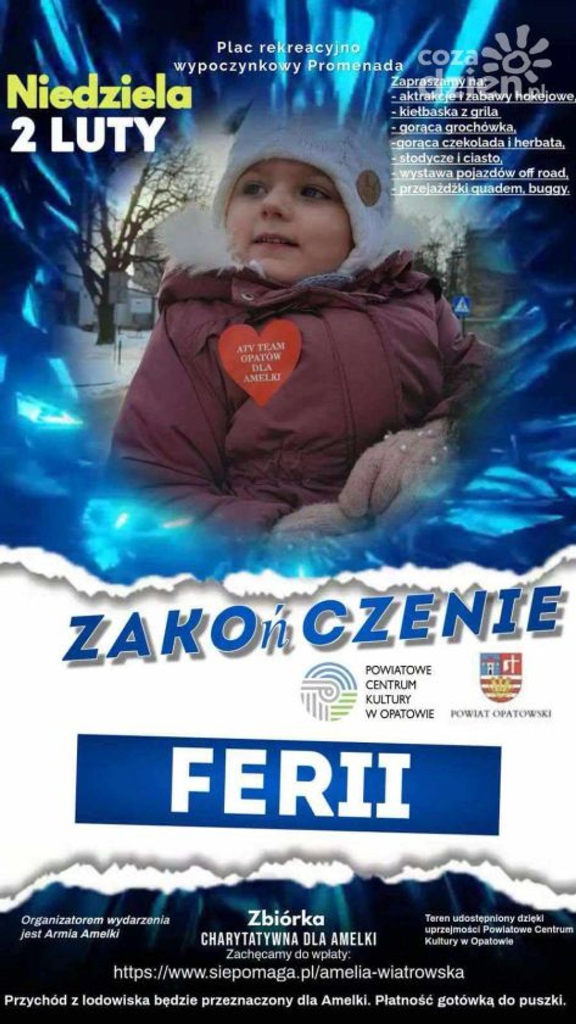 Zakończenie ferii z atrakcjami i szczytnym celem - charytatywna impreza dla Amelki Zakończenie ferii z atrakcjami i szczytnym celem - charytatywna impreza dla Amelki