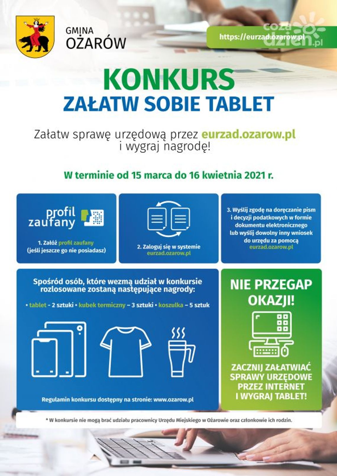 "Załatw sobie tablet" - burmistrz Ożarowa ogłasza konkurs