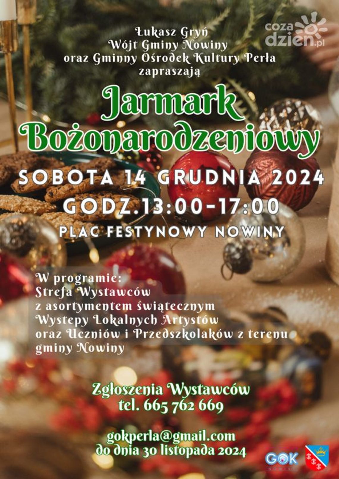Zapraszamy na Jarmark Bożonarodzeniowy do Nowin