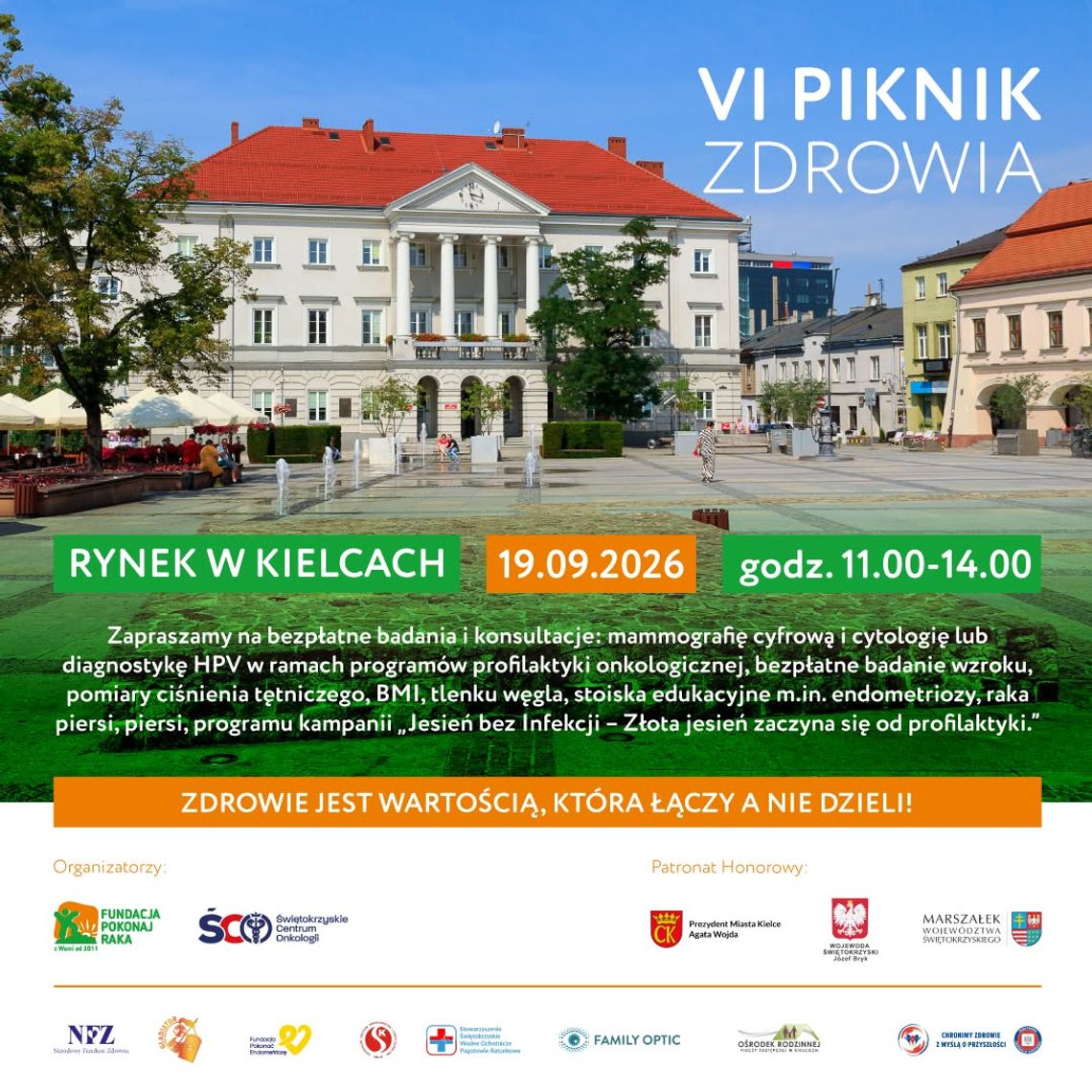 Zdrowie łączy, nie dzieli. VI Piknik Zdrowia już 19 września w Kielcach Zdrowie łączy, nie dzieli. VI Piknik Zdrowia już 19 września w Kielcach