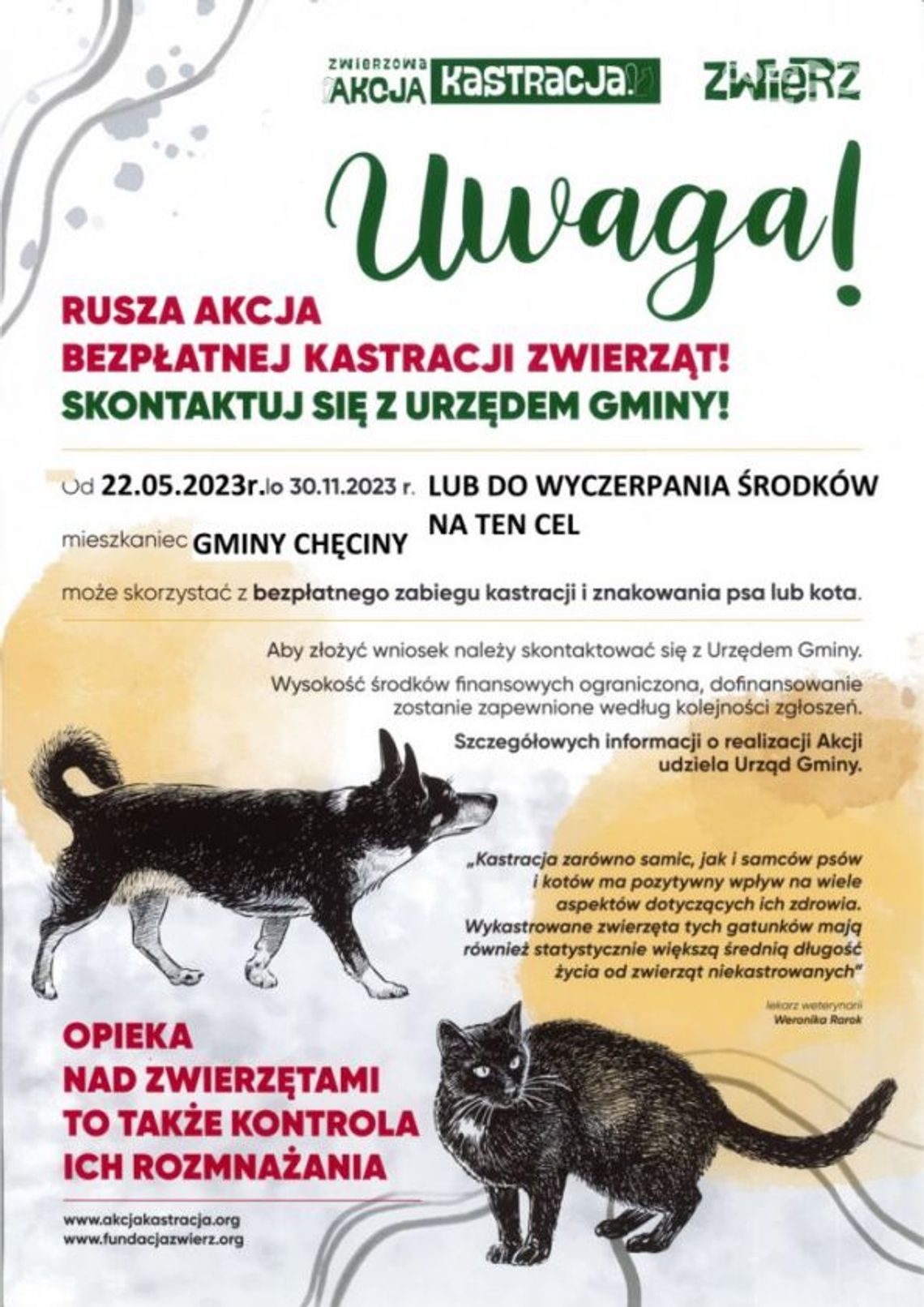 ZWIERZowa Akcja Kastracja 2023 w Gminie Chęciny ZWIERZowa Akcja Kastracja 2023 w Gminie Chęciny