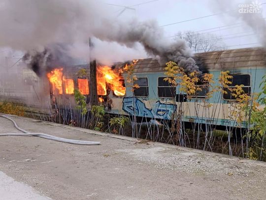 Pożar wagonu na dworcu PKP w Kielcach